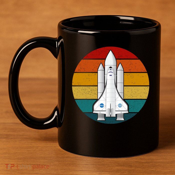 Astronaut Retro Space Sunset 11oz C Handle Ceramic Mug