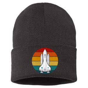 Astronaut Retro Space Sunset Sustainable Knit Beanie