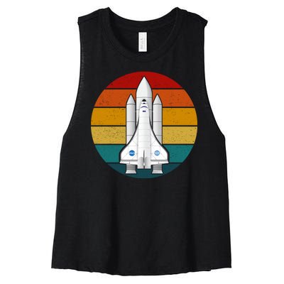 Astronaut Retro Space Sunset Women's Racerback Cropped Tank