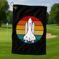 Astronaut Retro Space Sunset Golf Towel