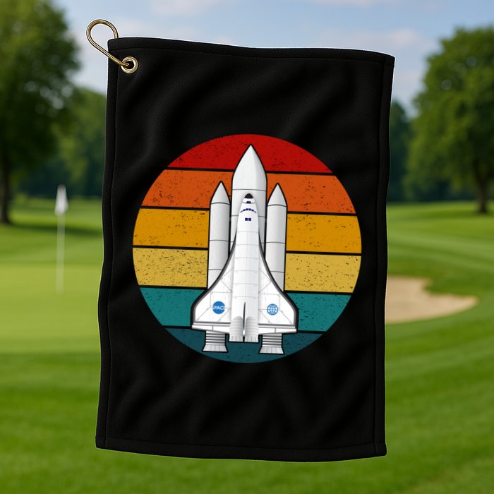 Astronaut Retro Space Sunset Golf Towel