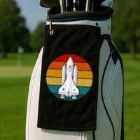 Astronaut Retro Space Sunset Golf Towel