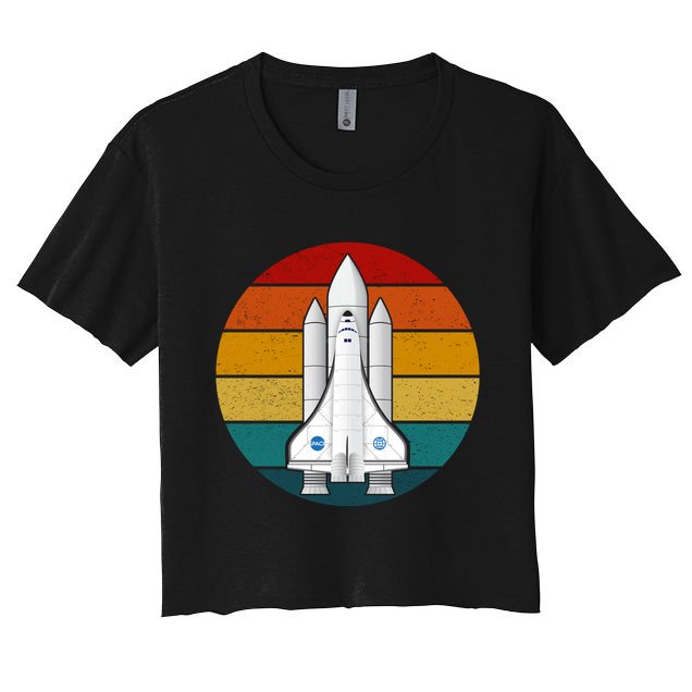 Astronaut Retro Space Sunset Crop Top