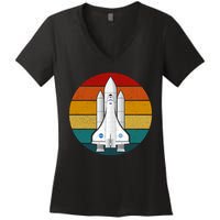 Astronaut Retro Space Sunset Women's V-Neck T-Shirt