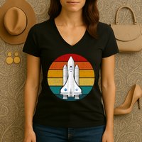 Astronaut Retro Space Sunset Women's V-Neck T-Shirt