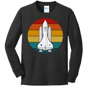 Astronaut Retro Space Sunset Kids Long Sleeve Shirt