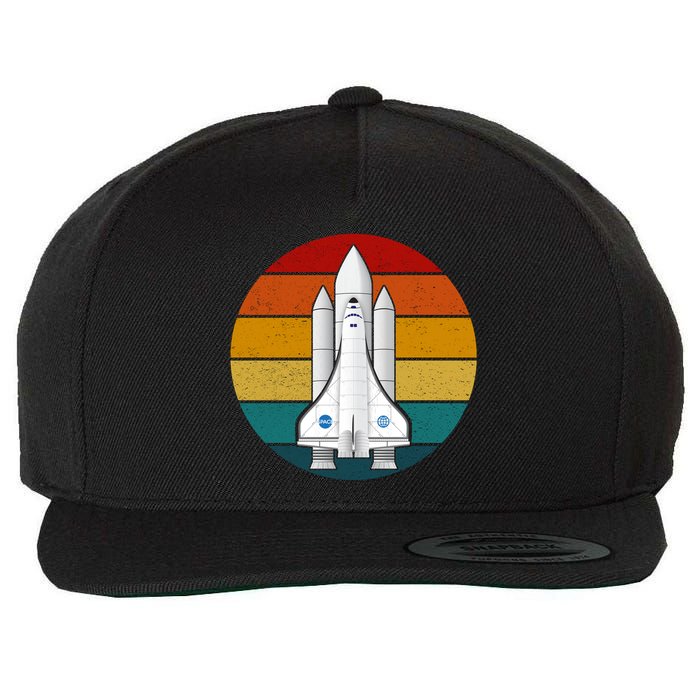 Astronaut Retro Space Sunset Wool Snapback Cap