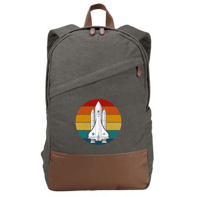 Astronaut Retro Space Sunset Cotton Canvas Backpack