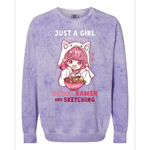 Anime Ramen Sketching Just A Girl Who Loves Anime Sketching Colorblast Crewneck Sweatshirt