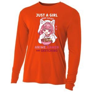 Anime Ramen Sketching Just A Girl Who Loves Anime Sketching Cooling Performance Long Sleeve Crew