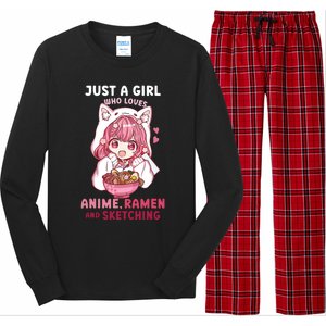 Anime Ramen Sketching Just A Girl Who Loves Anime Sketching Long Sleeve Pajama Set