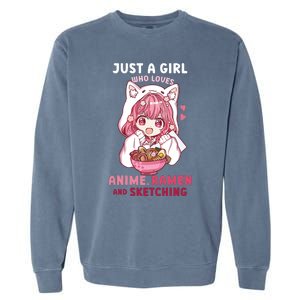 Anime Ramen Sketching Just A Girl Who Loves Anime Sketching Garment-Dyed Sweatshirt