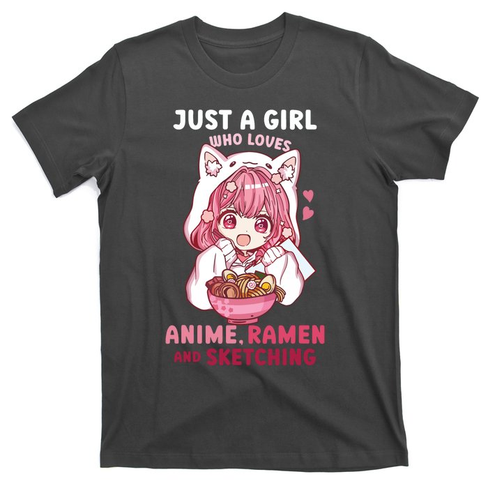 Anime Ramen Sketching Just A Girl Who Loves Anime Sketching T-Shirt