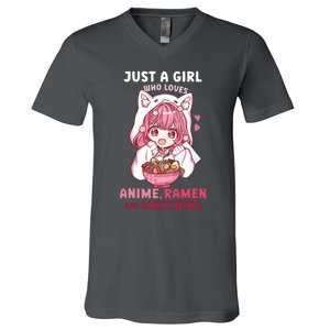 Anime Ramen Sketching Just A Girl Who Loves Anime Sketching V-Neck T-Shirt