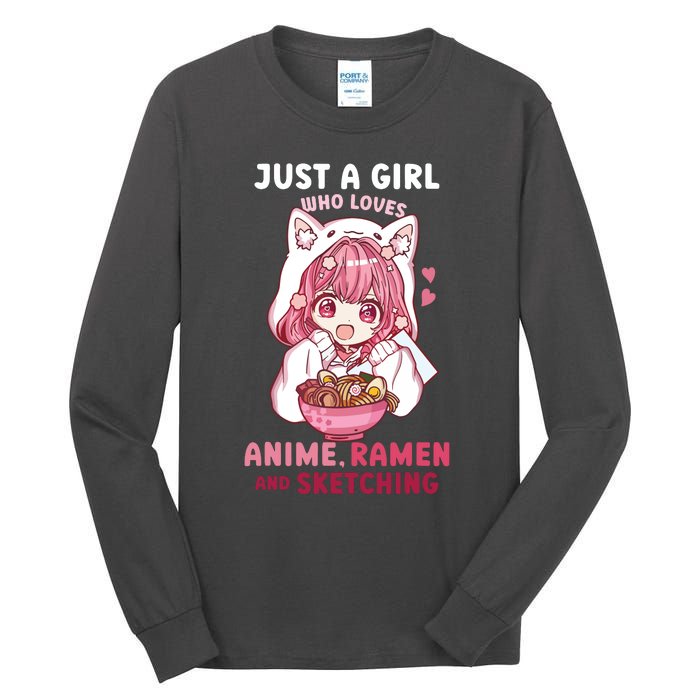 Anime Ramen Sketching Just A Girl Who Loves Anime Sketching Tall Long Sleeve T-Shirt