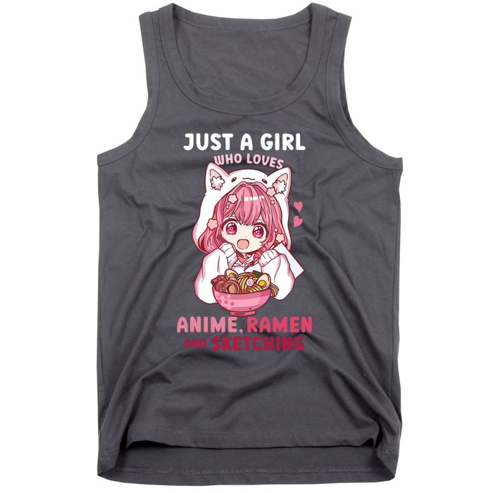 Anime Ramen Sketching Just A Girl Who Loves Anime Sketching Tank Top