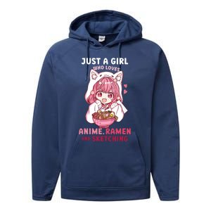 Anime Ramen Sketching Just A Girl Who Loves Anime Sketching Performance Fleece Hoodie