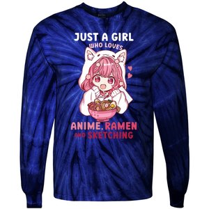 Anime Ramen Sketching Just A Girl Who Loves Anime Sketching Tie-Dye Long Sleeve Shirt