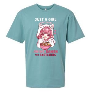 Anime Ramen Sketching Just A Girl Who Loves Anime Sketching Sueded Cloud Jersey T-Shirt