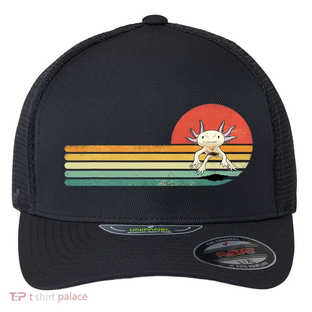 Axolotl Retro Style Animal Amphibian Pet Axolotl Lover Flexfit Unipanel Trucker Cap