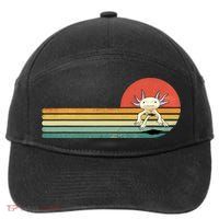Axolotl Retro Style Animal Amphibian Pet Axolotl Lover 7-Panel Snapback Hat