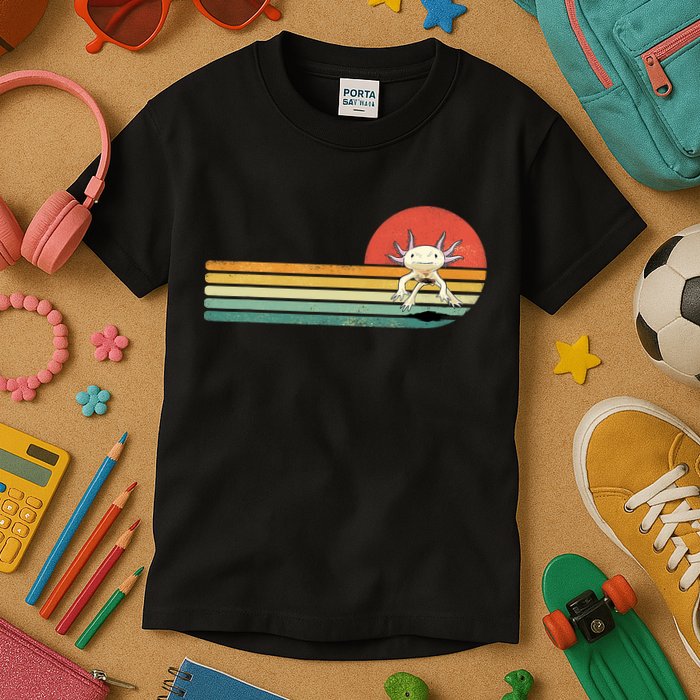 Axolotl Retro Style Animal Amphibian Pet Axolotl Lover Kids T-Shirt