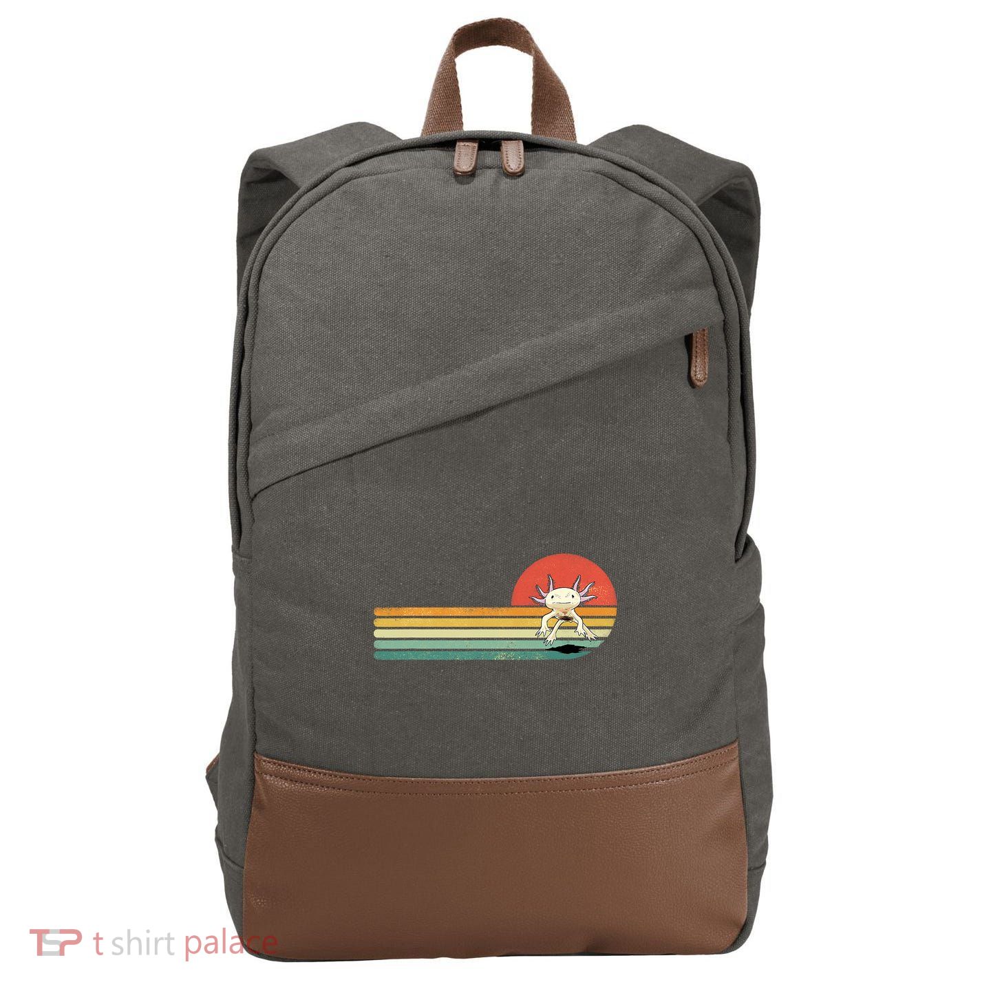 Axolotl Retro Style Animal Amphibian Pet Axolotl Lover Cotton Canvas Backpack