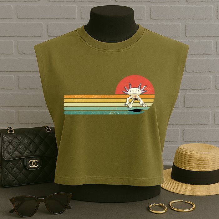 Axolotl Retro Style Animal Amphibian Pet Axolotl Lover Garment-Dyed Women's Muscle Tee