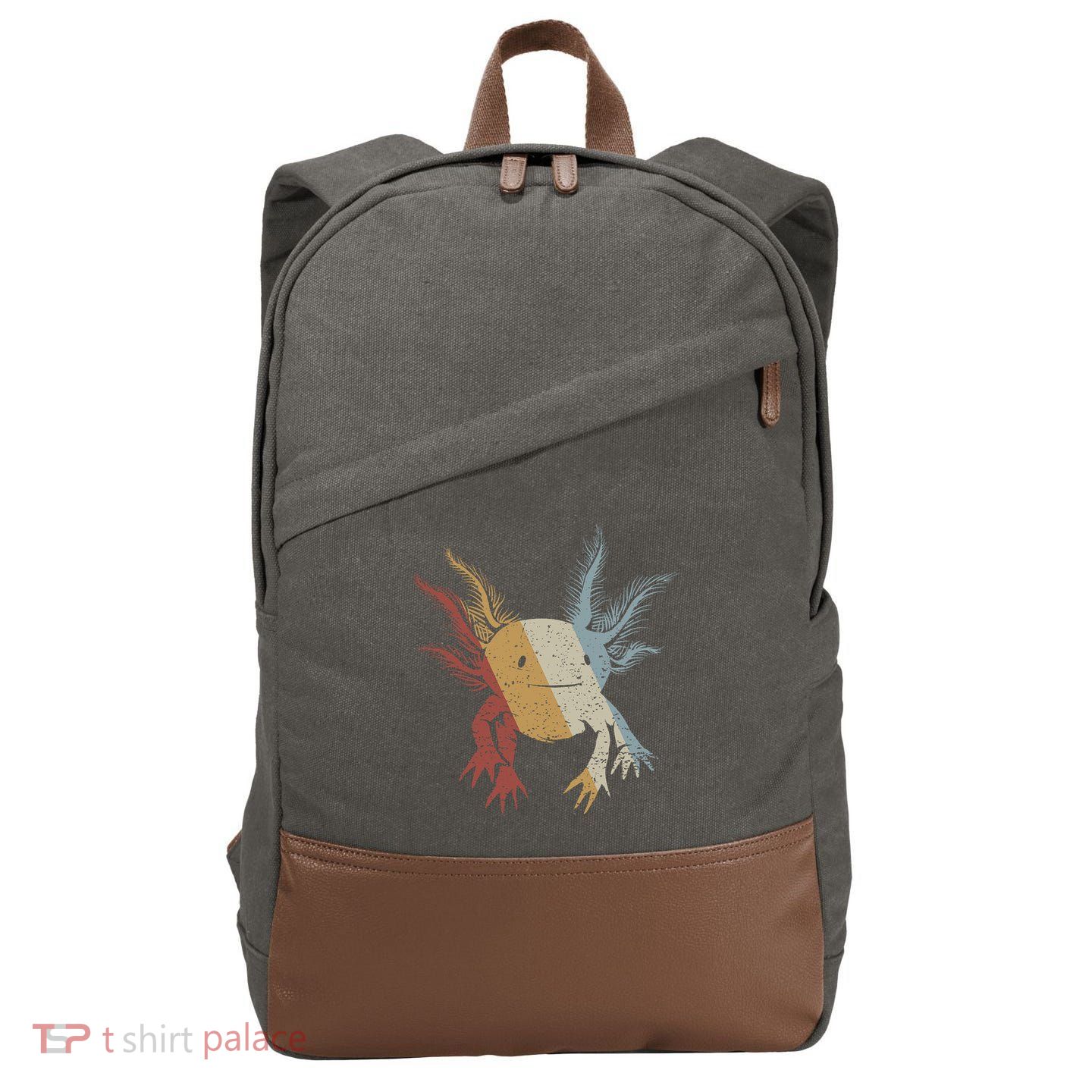 Axolotl Retro Style Vintage Cotton Canvas Backpack