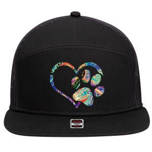 Animal Rescue Shirts Dog Paw Print Tie Dye Rainbow Dog Love 7 Panel Mesh Trucker Snapback Hat