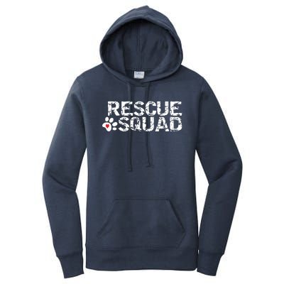 Animal Rescue Squad White Distressed Women's Pullover Hoodie