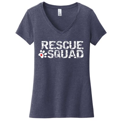 Animal Rescue Squad White Distressed Women's V-Neck T-Shirt