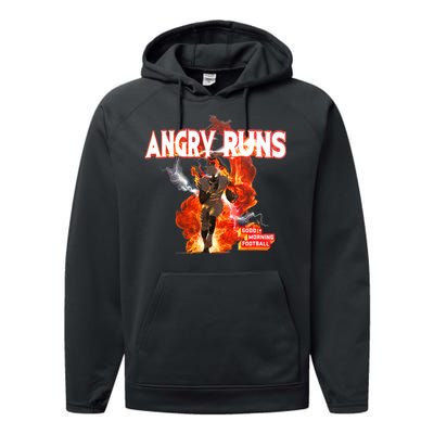 Angry Runs Shirt Angry Runs Good Morning Football Performance Fleece Hoodie