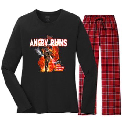 Angry Runs Shirt Angry Runs Good Morning Football Women's Long Sleeve Flannel Pajama Set 