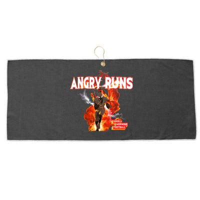 Angry Runs Shirt Angry Runs Good Morning Football Large Microfiber Waffle Golf Towel