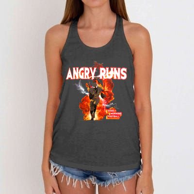 Angry Runs Shirt Angry Runs Good Morning Football Women's Knotted Racerback Tank