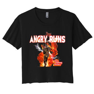 Angry Runs Shirt Angry Runs Good Morning Football Women's Crop Top Tee