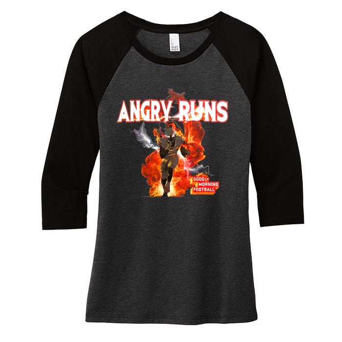 Angry Runs Shirt Angry Runs Good Morning Football Women's Tri-Blend 3/4-Sleeve Raglan Shirt