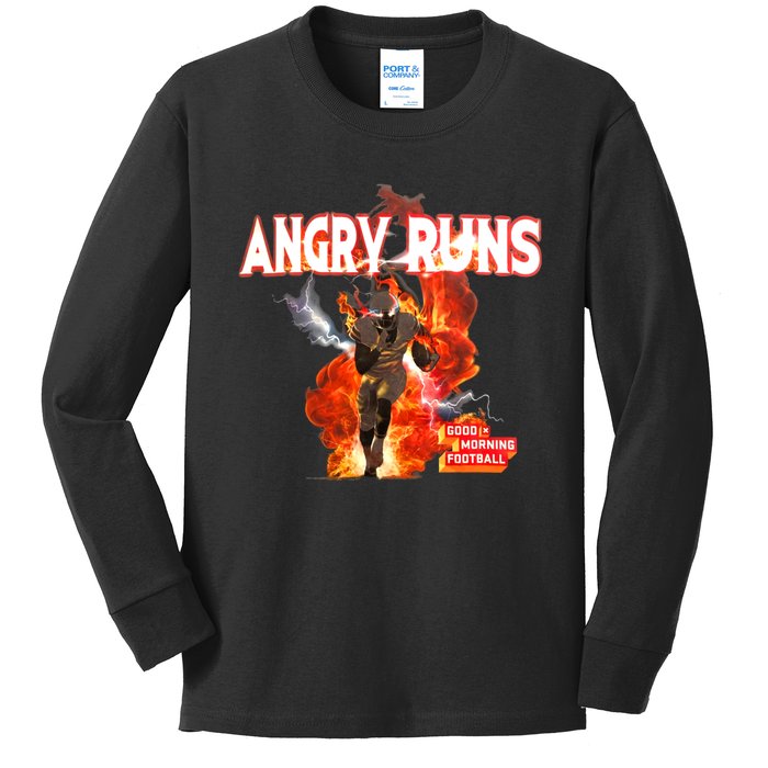 Angry Runs Shirt Angry Runs Good Morning Football Kids Long Sleeve Shirt