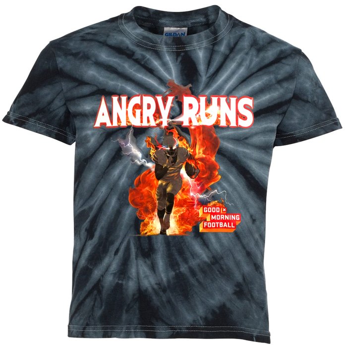 Angry Runs Shirt Angry Runs Good Morning Football Kids Tie-Dye T-Shirt