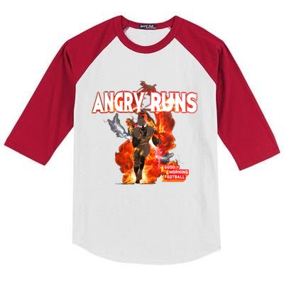 Angry Runs Shirt Angry Runs Good Morning Football Kids Colorblock Raglan Jersey