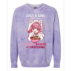 Anime Ramen Sketching Just A Girl Who Loves Anime Sketching Colorblast Crewneck Sweatshirt