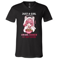 Anime Ramen Sketching Just A Girl Who Loves Anime Sketching V-Neck T-Shirt