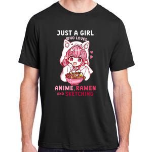 Anime Ramen Sketching Just A Girl Who Loves Anime Sketching Adult ChromaSoft Performance T-Shirt