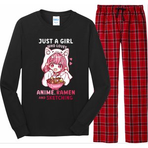 Anime Ramen Sketching Just A Girl Who Loves Anime Sketching Long Sleeve Pajama Set