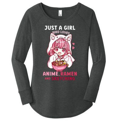 Anime Ramen Sketching Just A Girl Who Loves Anime Sketching Women's Perfect Tri Tunic Long Sleeve Shirt