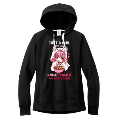 Anime Ramen Sketching Just A Girl Who Loves Anime Sketching Women's Fleece Hoodie