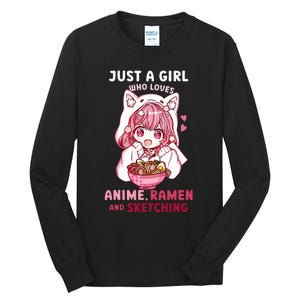 Anime Ramen Sketching Just A Girl Who Loves Anime Sketching Tall Long Sleeve T-Shirt