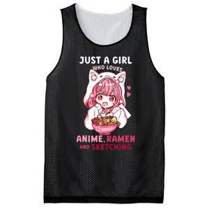 Anime Ramen Sketching Just A Girl Who Loves Anime Sketching Mesh Reversible Basketball Jersey Tank