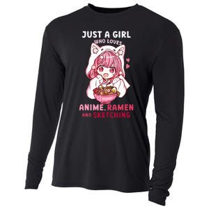 Anime Ramen Sketching Just A Girl Who Loves Anime Sketching Cooling Performance Long Sleeve Crew